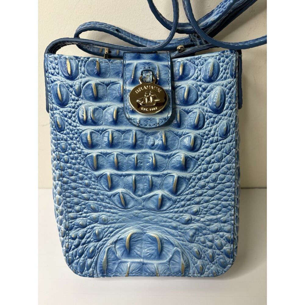Brahmin Marley Melbourne Leather Crossbody Purse Blue Lagoon - Picture 2 of 13
